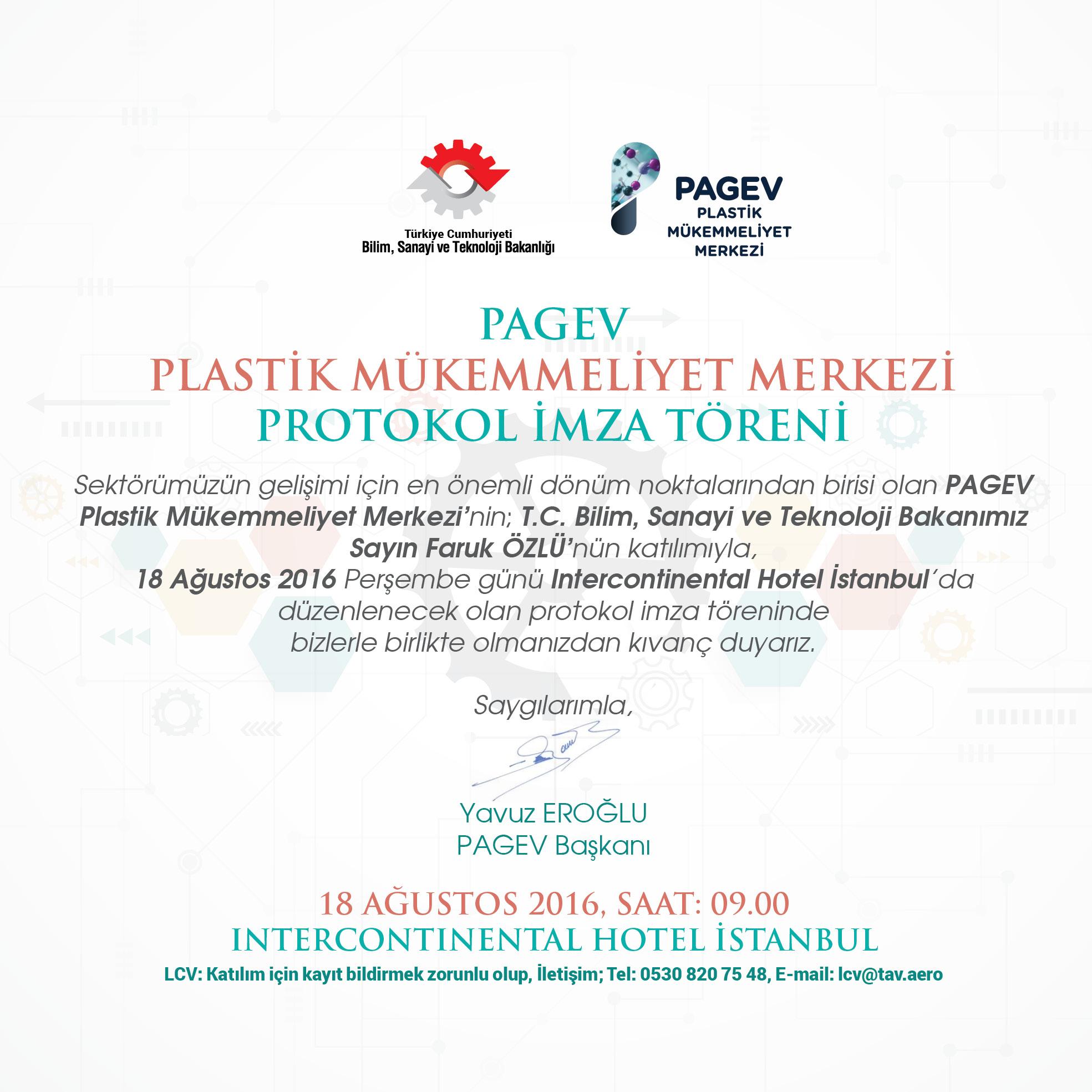 Sanayi Bakanımızın Katılımıyla PAGEV Plastik Mükemmeliyet Merkezi İmza Töreni