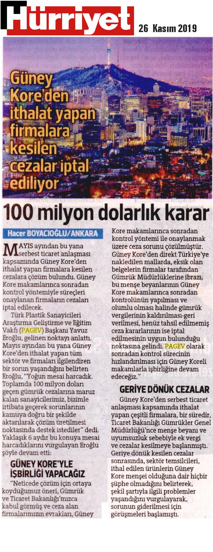 100 milyon dolarlık karar